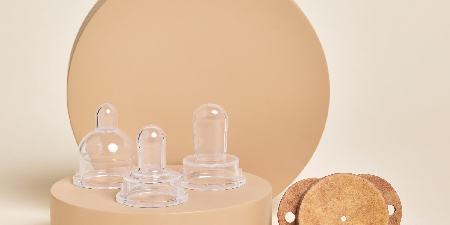 Soothe Beginnings Heirloom plastic-free pacifier kit with three nipple shapes